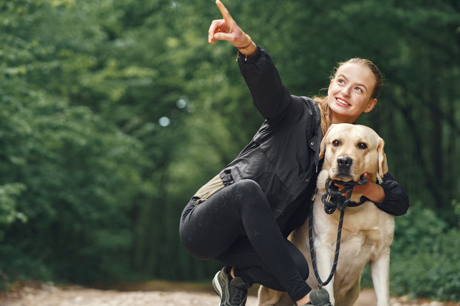 Portrait of a woman with her beautiful dog